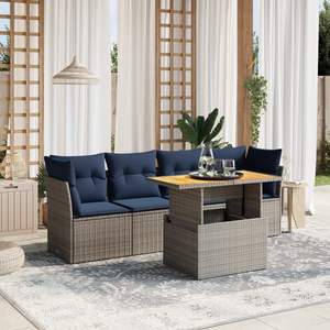 Ensemble de canapés de patio en polyrotin gris 5 places, mobilier d'extérieur durable au design contemporain, style banc moderne - Product Image 3