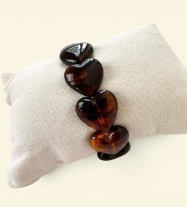 Heart Resin <b>Bracelet</b> Elastic Bangle Solid Color Three Dimensional Bead Jewelry for Women Gift Resin Crafts - Product Image 1