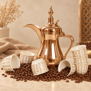 Middle Eastern Style <b>Metal</b> <b>Coffee</b> <b>Pot</b> With Gold Finish And Ornate Design For <b>Coffee</b> Making - Product Image 4