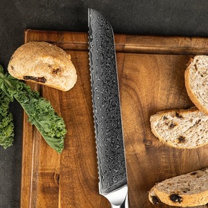 Custom Handmade Eco-Friendly Dishwasher Safe Ambidextrous <b>Bread</b> <b>Knife</b> Damascus Steel Resin Handle 9 in Modern - Product Image 4