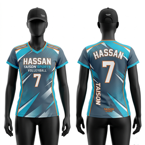 เสื้อวอลเลย์บอลหญิง พรีเมียม ผ้าโพลีเอสเตอร์ 160 GSM ระบายอากาศได้ดี ดีไซน์สีแดงดำ แบบสับลิเมชั่น สกรีนโลโก้ตามสั่ง สำหรับทีม - Product Image 4