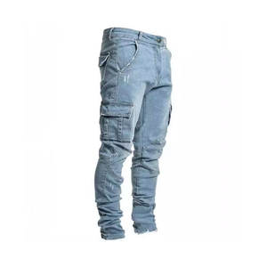 2025 été Collection personnalisé élastique grande taille hommes Cargo pantalon 100% coton taille moyenne plat décontracté pantalon multi-poches poignets - Product Image 1