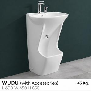 Lavabo de pared de una pieza para ablución con grifo, diseño moderno de forma irregular, acabado brillante, lavamanos de 12L de capacidad para baño - Product Image 2