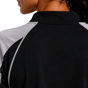 Black Grey Womens Half <b>Zip</b> Sports T Shirt And <b>Shorts</b> Set Quick Dry <b>Short</b> Sleeve Activewear Gym Fitness Running Training Outfit - Product Image 3