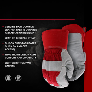 Nouveaux gants de travail en cuir de vachette de qualité supérieure avec manchette de sécurité, imperméables, pour travaux industriels et de construction - Product Image 3
