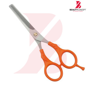 ผู้ผลิตขายส่ง OEM กรรไกรซอยผมด้ามพลาสติกสีดำและสีส้มสำหรับมืออาชีพ  กรรไกรตัดผมสำหรับร้านเสริมสวย - Product Image 6