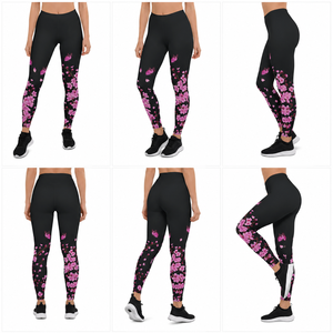 Leggings de yoga taille haute à imprimé floral personnalisés pour femmes, extensibles, pour fitness, entraînement, course à pied, gym, vêtements de sport, pantalons de compression - Product Image 3