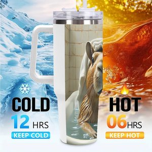 40Oz Stainless Steel Tumbler With Guinea Pig Bath Design For <b>Coffee</b> Or Tea - Product Image 6