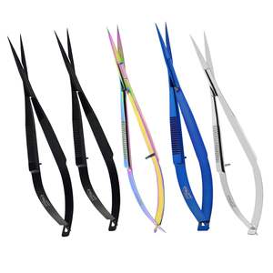 Design ergonomique Ciseaux à ressort pour sourcils Ciseaux à cuticules pour manucure en acier inoxydable Outil pour sourcils de barbier Ciseaux pour tondeuse à moustache - Product Image 1