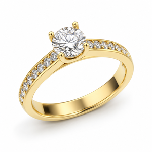 Anillo de Compromiso Solitario con Diamante Cultivado en Laboratorio de 0.50 CTS, Clásico, con Engaste Lateral Oculto, Oro de 14K, OEM/ODM, Regalos para Aniversario o Fiesta - Product Image 3