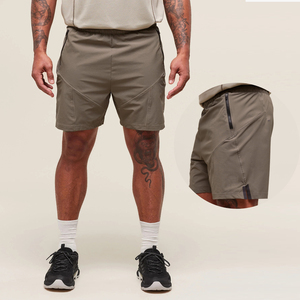Shorts de sport pour hommes avec poches, respirants, pour la course et l'entraînement, motif uni, tissage non tissé pour la musculation - Product Image 5