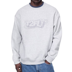 Unisex Crew Neck Regular Fit Knitted Cotton Pullover Sweatshirt Autumn Casual Letter Print Front - Product Image 2
