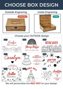 Personalized Baby <b>Keepsake</b> Wooden <b>Box</b>-Embossed Design Eco-Friendly Durable Classic/Luxury Style Tabletop Display for 1st - Product Image 3