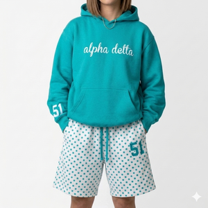Conjunto de Sudadera con Capucha y Pantalones Cortos para Mujer, Ajustable, de Alta Calidad, en Oferta, Ropa Casual de Dos Piezas con Estampado de Lunares - Product Image 1