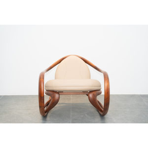 Sillón Moderno de Madera de Nogal con Tapicería de Cuero para Sala de Estar, Villa, Hotel, Dormitorio, Muebles PISANO - Product Image 1