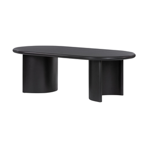 Mesa de Centro de Teca Sólida Premium, Mesa Ovalada Contemporánea con Base Doble Escultural para Hotel, Villa, Sala de Estar - Product Image 2