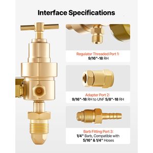 เกจวัดแรงดันอาร์กอน CO2 สำหรับเชื่อมพร้อมสายยางยาว 8.2 ฟุต 0-60 SCFH 0-4000 PSI วัสดุทองเหลืองสำหรับ TIG/MIG - Product Image 3