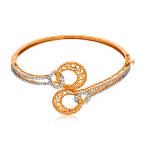 Elegant GLEAMORA ENTERPRISE 18K Rose Gold <b>Bangle</b> <b>Bracelet</b> Women Intricate Infinity-Inspired Loop Design Sparkling Lab Diamond - Product Image 1
