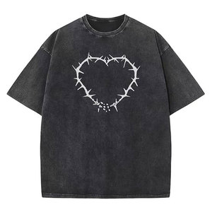 เสื้อยืดโอเวอร์ไซส์สไตล์วินเทจ ล้างสีแบบแอซิดวอช เสื้อผ้าสตรีทแวร์ลำลองสำหรับผู้ชายและผู้หญิง สวมใส่สบาย ทรงหลวม ผ้าฝ้าย สำหรับฤดูร้อน - Product Image 2