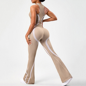 Conjunto de Yoga Ecológico de 2 Piezas para Mujer, Top sin Mangas y Pantalones Acampanados de Cintura Alta con Tela Elástica en Cuatro Direcciones para Entrenamiento - Product Image 5