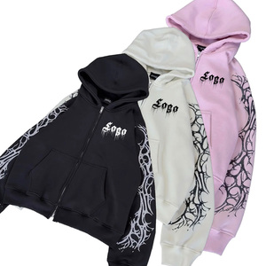 OEM 2026 Nouveau Sweat à Capuche Zippé Streetwear Personnalisé avec Logo Brodé Homme Femme Manches Unies Imprimées Oversize en Coton Molletonné - Product Image 2