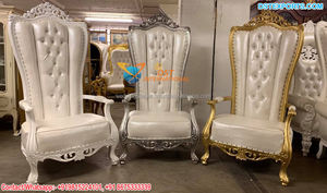 Chaises de mariage de luxe pour marié, chaises de mariée, classiques, uniques, à dossier haut, blanc et or - Product Image 3