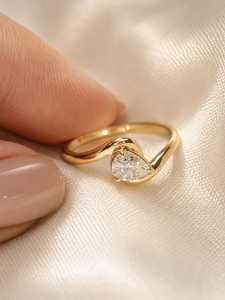 Luxury 0.50CT Pear Cut Diamond Crossover Band Ring Lab Grown 14k Solid Gold Party Wedding Gift for <b>Brides</b> Charms - Product Image 3