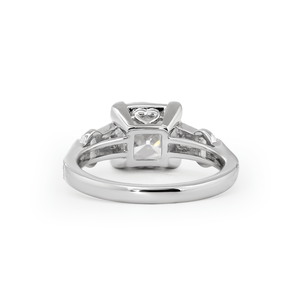 แหวนเพชรแล็บโกรว์ทรงโอลด์ไมน์คัท 3 กะรัต ทองคำขาว 14K สำหรับผู้หญิง สไตล์วินเทจ อาร์ตเดโค ประดับเพชรทรงบาแกตต์สามเม็ด ทรงเรียวเล็ก ขายดี - Product Image 5