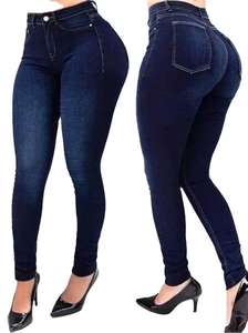 Jean en denim taille haute pour femme, couleur unie, coupe ample, effet sculptant, service OEM - Product Image 3