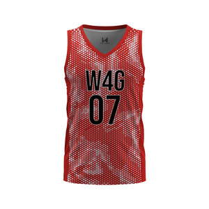 Camiseta de Baloncesto Personalizada con Cuello en V para Adultos, 100% Poliéster, Logotipo Frontal Impreso por Transferencia de Calor, Absorbe la Humedad, Transpirable, de Secado Rápido - Product Image 1