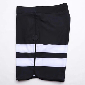Men's <b>Black</b> White Striped Board Shorts Quick Dry Drawstring Casual Sport Shorts Mid Waist Polyester Swimwear workout shorts - Product Image 4