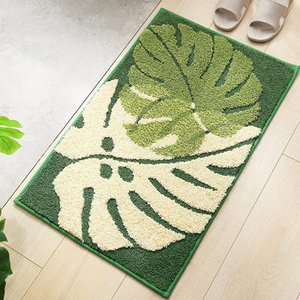 Tapis de bain personnalisés en microfibre absorbante, motif feuilles vertes, nouveau design, haute qualité, avec support antidérapant en TPR, lavables en machine, motif végétal - Product Image 1