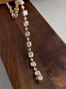 Moissanite Asscher & Round Cut Diamond Tennis <b>Bracelet</b> For Women's 925 Sterling <b>Silver</b> Fine Gold Plated Party Gift For Lovers - Product Image 4