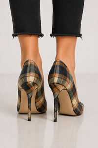 Chaussures à talons hauts de luxe pour femmes, style escocais à carreaux, de haute qualité, pour mariage, OEM - Product Image 3