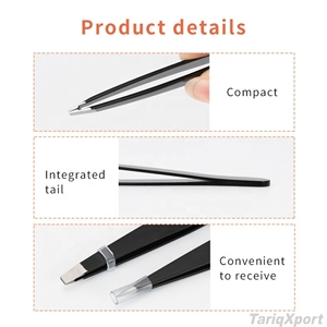 Ensemble de pinces à épiler pour cils et sourcils en acier inoxydable noir personnalisé, 3, 4 ou 5 pièces, avec ciseaux, outils de soin beauté - Product Image 2