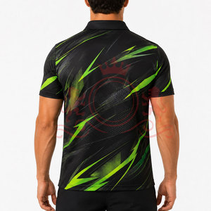 Polo Premium à Motif Noir et Vert, Tissu Respirant, Coupe Confortable, Manches Courtes, Style Sportif Décontracté - Product Image 2