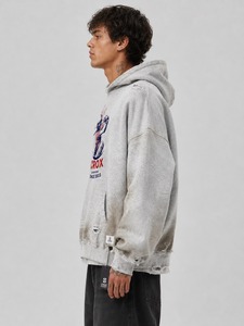 เสื้อฮู้ดดี้ยูนิเซ็กส์ทรงโอเวอร์ไซส์ สไตล์วินเทจ แต่งดีเทลขาดๆ ผ้าฝ้าย 100% นุ่มสบาย เหมาะสำหรับใส่ในฤดูหนาวและใส่ได้ทุกวัน - Product Image 3