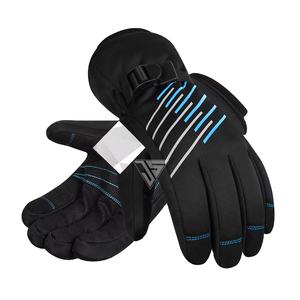 Guante de nieve de esquí de invierno clásico para hombre, hecho de tela impermeable laminada de poliuretano/cinta reflectante/cuero PU, forro polar - Product Image 1