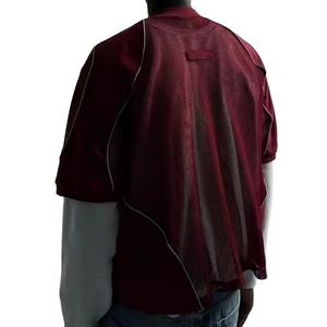 Maillot de sport unisexe ample en maille avec logo personnalisé, imprimé par sublimation, anti-bactérien, sans couture, col en V, manches courtes, coupe oversize - Product Image 3