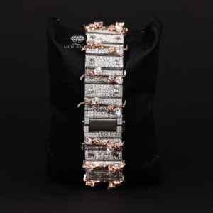 Reloj de Lujo para Hombre con Diamantes de Moissanita, Bisel con Espigas, Esfera Romana, Tono Rosa, Estilo Hip Hop, Diseño de Espinas - Product Image 6