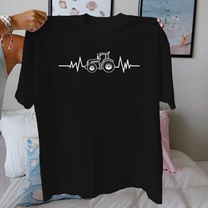 Camiseta cómoda de algodón puro para mujer con diseño de tractor Heartbeat - Product Image 1