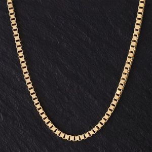 <b>Gold</b> Tone Box Link <b>Chain</b> Necklace for Women <b>Men</b> Minimalist Everyday Jewelry - Product Image 1