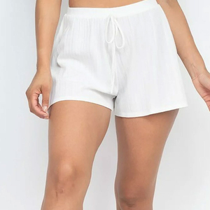 Women's <b>2</b> <b>Piece</b> <b>Set</b> Sleeveless Crop Top with Hollow Design <b>White</b> Knee-Length Shorts Casual Spring Summer Wear Polyester/Cotton - Product Image 5