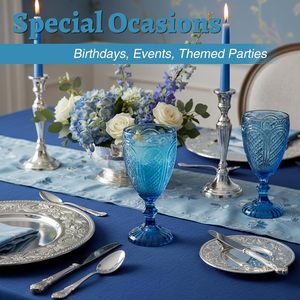 Ensemble de verres à vin vintage bleus soufflés à la main, gobelets à eau en verre, capacité de 10,5 oz, pour la fête des mères, les mariages, les fêtes - Product Image 2