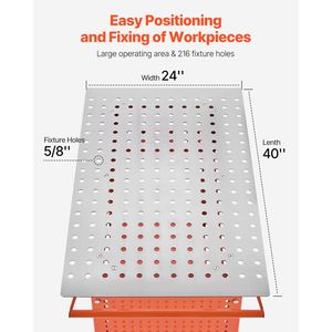 โต๊ะทำงานเชื่อมบัดกรี ขนาด 40 นิ้ว x 24 นิ้ว รับน้ำหนักได้ 800 ปอนด์ โต๊ะเหล็กเคลื่อนที่ได้ 4 ล้อ สำหรับงานเชื่อมบัดกรี - Product Image 4