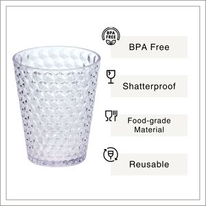 [Holar] Taiwan Made Luxury Glass-Like Clarity Diamond Embossed Design 13oz <b>Plastic</b> <b>Drinking</b> <b>Cups</b> for Bars Cafes Outdoor - Product Image 2
