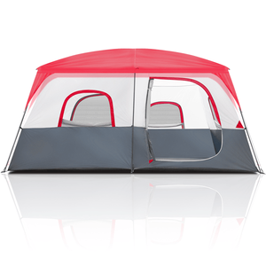 Tenda 430*430*210cm in Tessuto Poliestere Rosso e Bianco con Pali in Fibra di Vetro, Capacità 14 Persone per Campeggio - Product Image 4