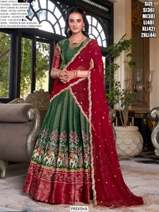 Conjunto de Lehenga Choli Noor Royale Kanchipuram, largo hasta el suelo, listo para bodas - Product Image 5