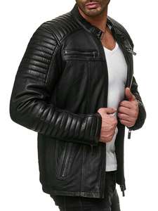 Nouvelle Arrivée 2026 – Blouson en Cuir Véritable pour Homme, en Cuir de Vachette et Toile, Hiver, à Capuche, Moto & Biker, Imperméable, Haute Qualité - Product Image 4