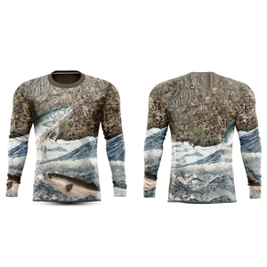 เสื้อตกปลาผู้ชายสีพื้นสำหรับกิจกรรมกลางแจ้ง ระบายอากาศ กันลม แห้งเร็ว ขายส่ง / รับผลิตตามแบบ OEM พร้อมโลโก้ป้องกันรังสียูวี 50+ แบบซับลิเมชั่น - Product Image 3